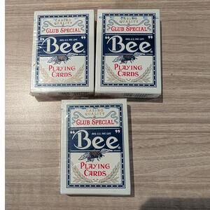 3 New BEE Playing Cards Blue Deck Club Special Bicycle Casino
